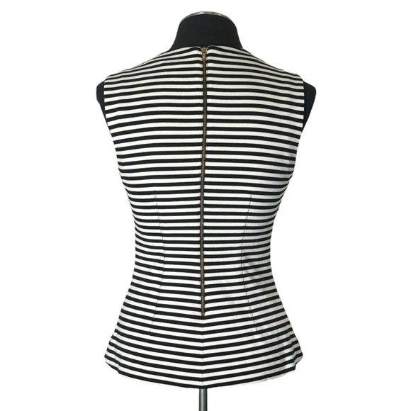 Club Monaco – Knit Striped Sleeveless Peplum Zip Back Top – Small - Picture 6 of 9